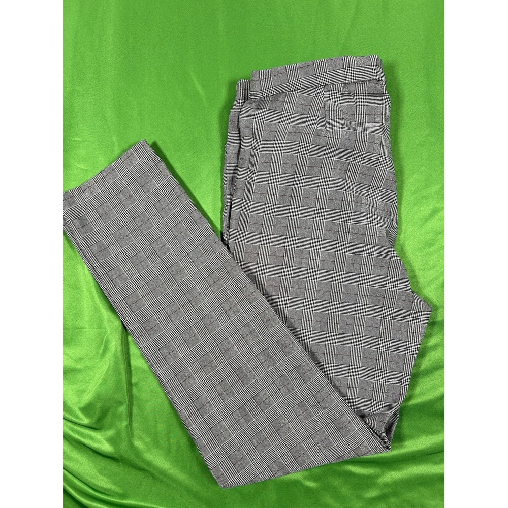 Violets & Roses Women Grey Glen Plaid Slim Fit Trousers Size 12/31 High Rise - Picture 6 of 7
